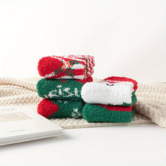 5 Pairs Christmas Print Socks Warm Women's Stockings