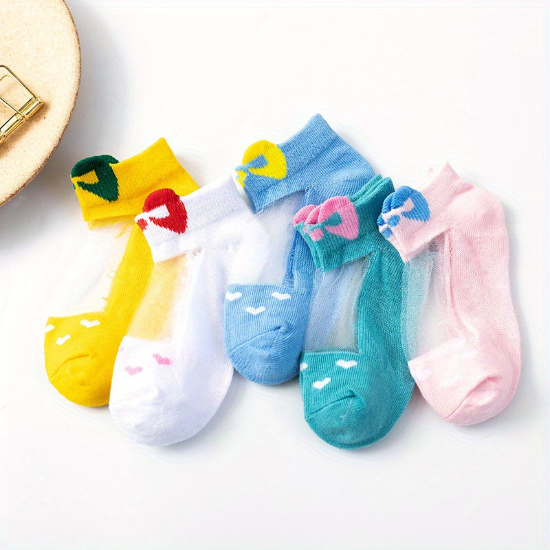 5 Pairs Girls Cartoon Low Cut Ankle Socks - Summer Kids Short Socks