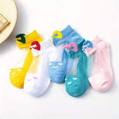 5 Pairs Girls Cartoon Low Cut Ankle Socks - Summer Kids Short Socks