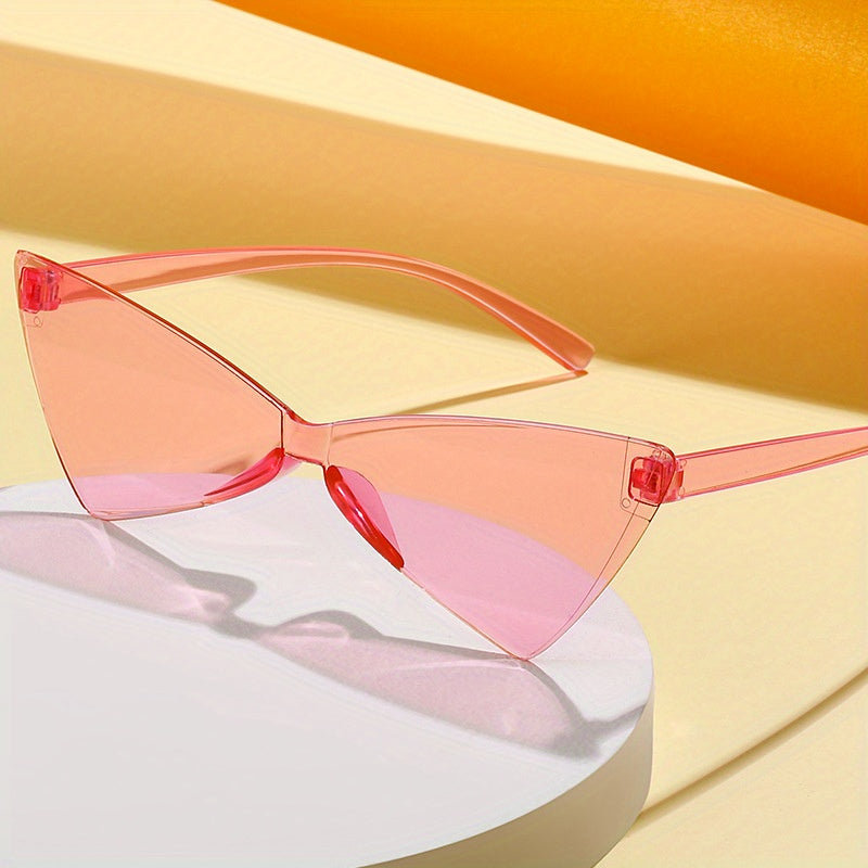 Clear Triangle Frame Sunglasses Y2K Solid One piece Glasses UV400