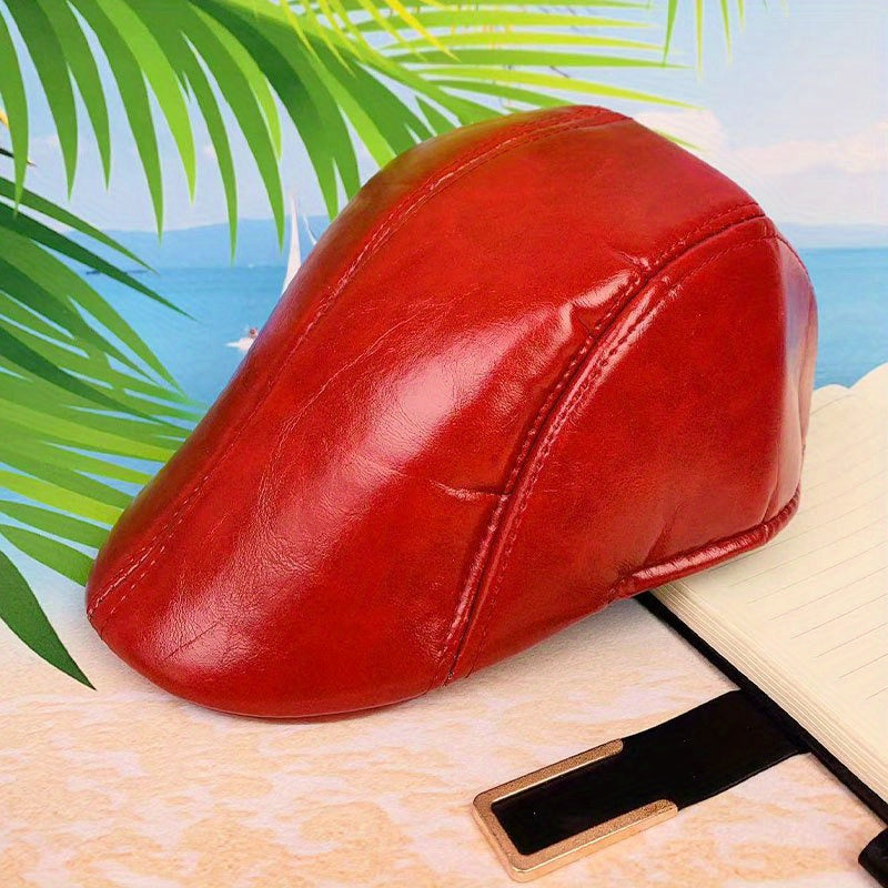 Unisex Leather Peaked Cap Casual Summer Outing Hat