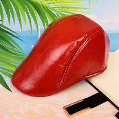 Unisex Leather Peaked Cap Casual Summer Outing Hat