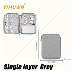 Gray Digital Storage Bag USB Data Cable Organizer Earphone Wire Bag