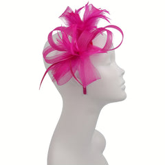 Women Feather Fascinators Derby Hat Mesh Head Piece Tea Party Hair Accessor