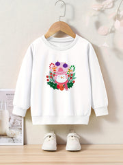 Cartoon Snowman Graphic Crew Neck Long Sleeve Sweatshirt Kids Christmas Gift