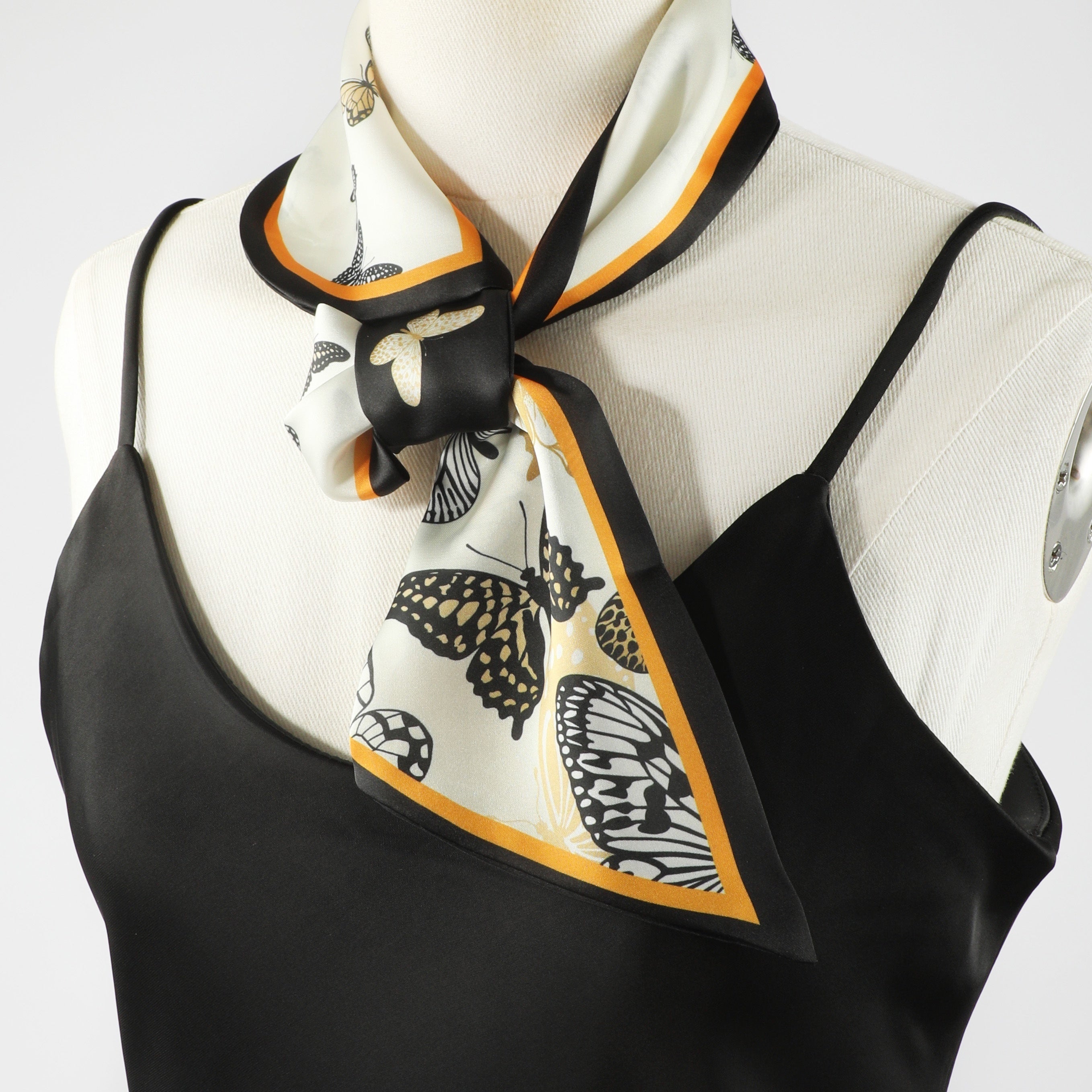 Butterfly Pattern Neck Scarf Silk Feeling Small Scarf