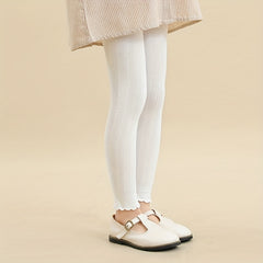 Girls Ruffle Knitted Pantyhose Soft Comfy Tights