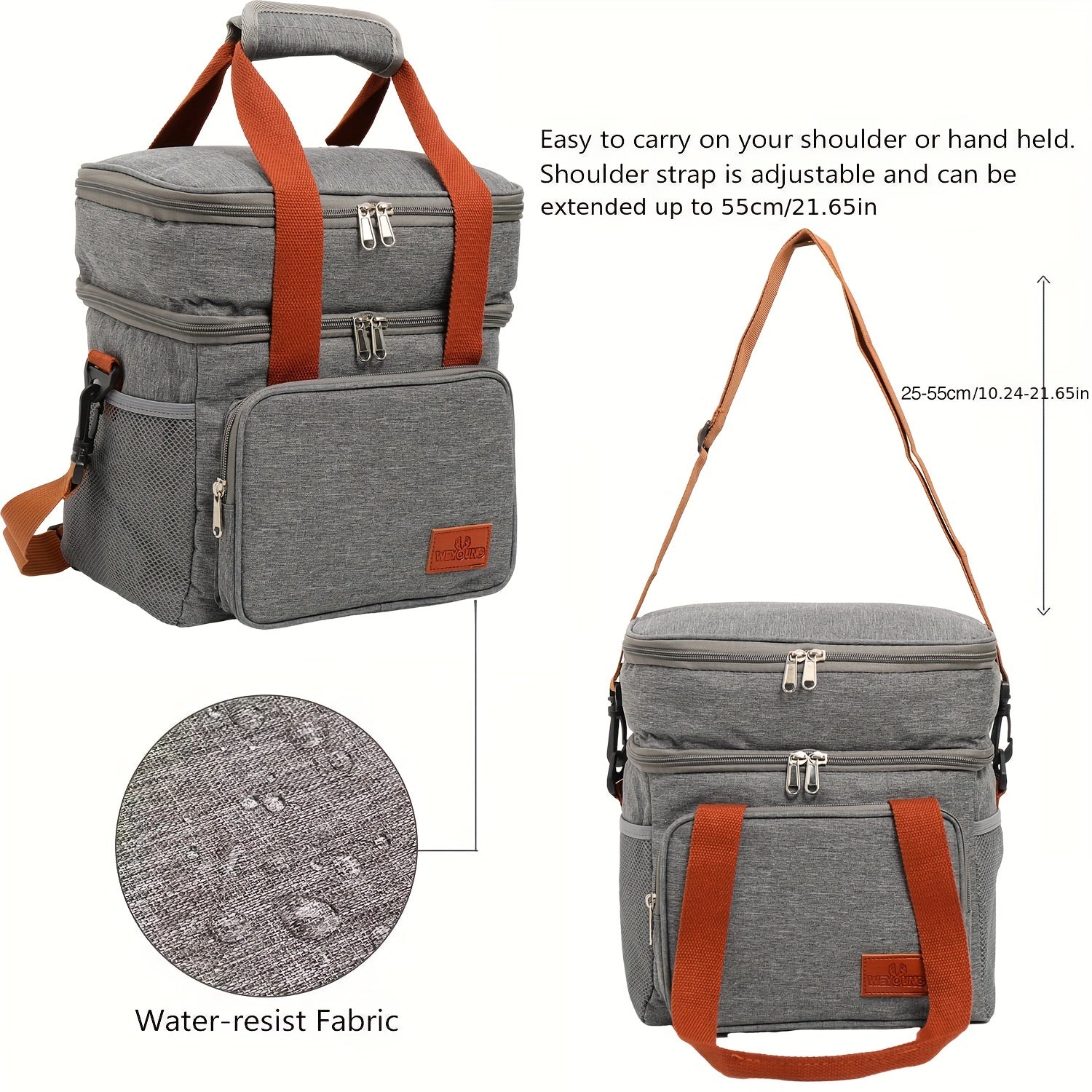 Insulated Lunch Bag Large Cooler Bag For Women Men Reusable Adjustable Strap