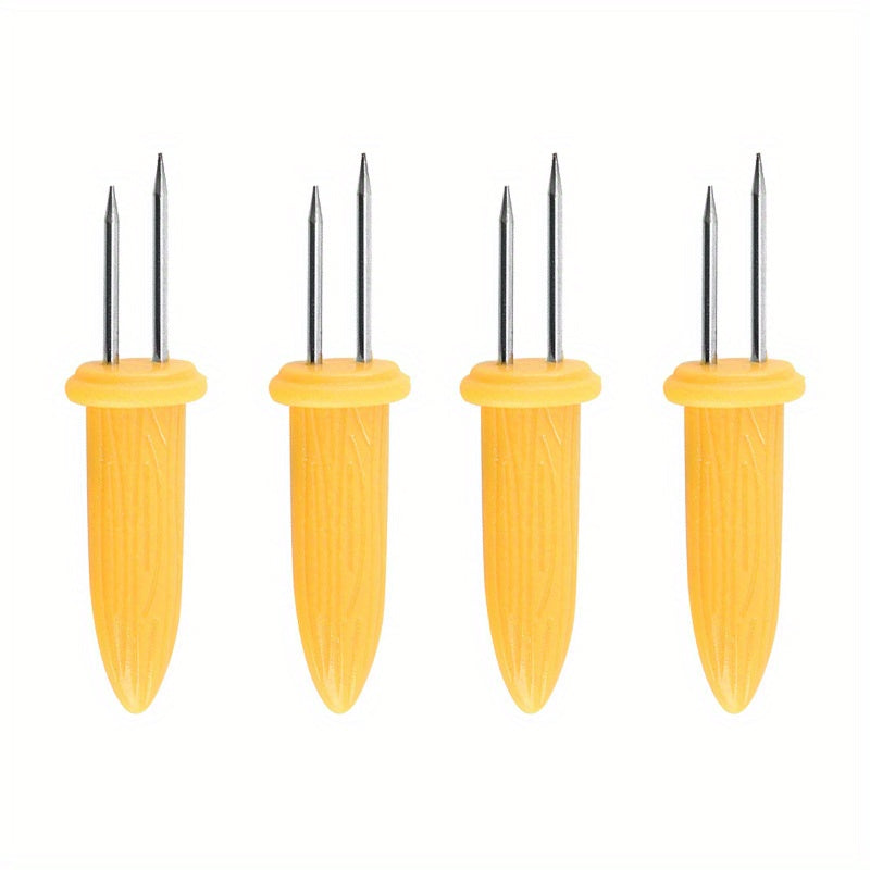 8pcs Stainless Steel Corn Needle Corn Plug Portable Barbecue Fork