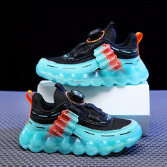 Boy's Basketball Shoes with Rotating Buckle Non Slip Sneakers