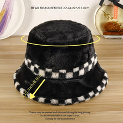 Winter Faux Fur Bucket Hat Fluffy Fuzzy Warm Plush Fisherman Cap