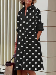 Polka Dot Button Up Shirt Dress