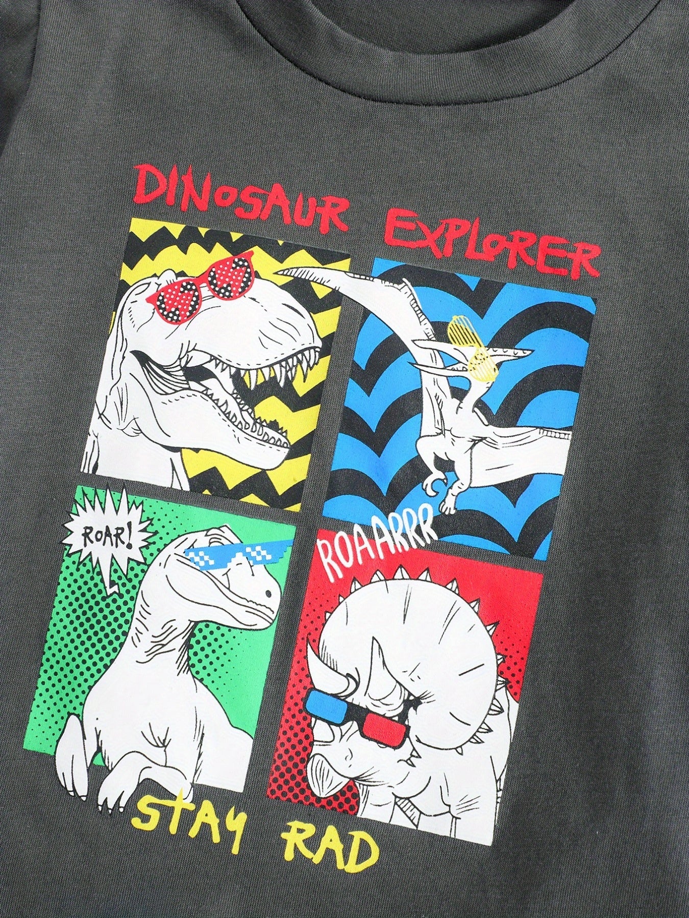 2pcs Boys Teen Dinosaur T-shirt & Shorts Set for Summer