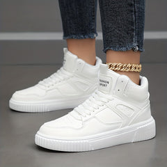 Women's High Top Lace Up Sneakers Round Toe Comfy Skate Shoes