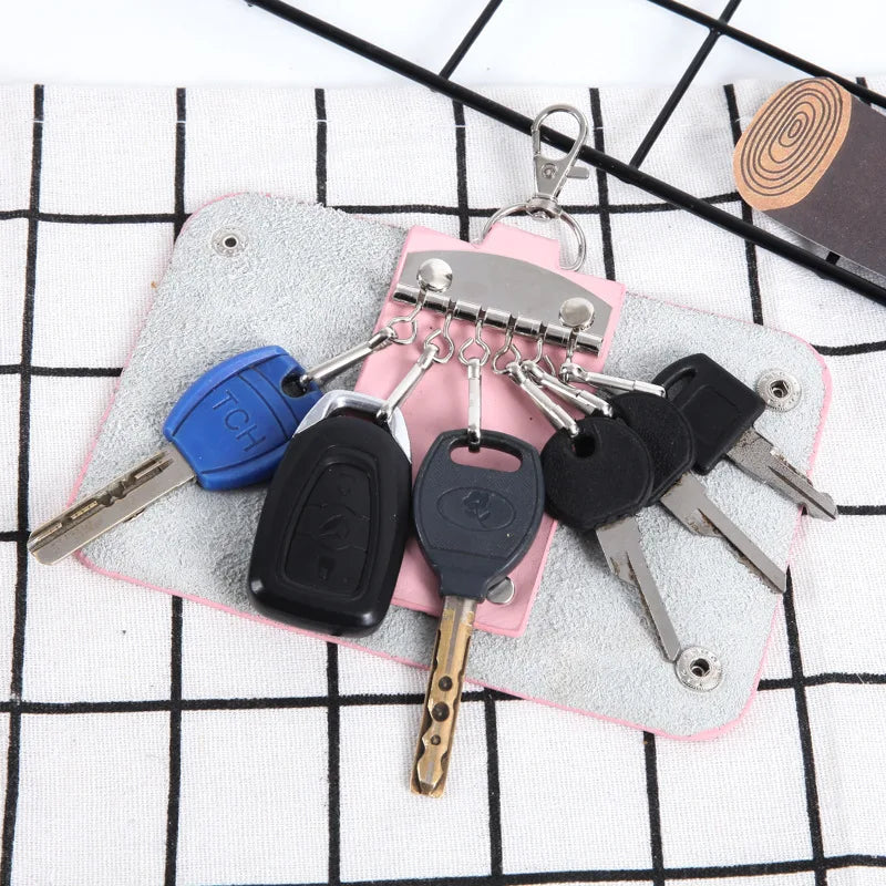 Leather Car Keychain Holder Bag Women Wallet Housekeeper Cover