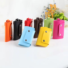 Leather Maid Holders Car Keychain Solid Key Wallet Unisex Key Organizer Pouch