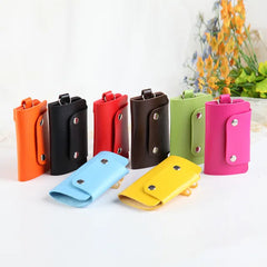 Leather Maid Holders Car Keychain Solid Key Wallet Unisex Key Organizer Pouch