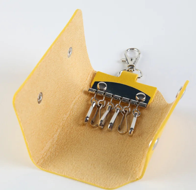 Leather Maid Holders Car Keychain Solid Key Wallet Unisex Key Organizer Pouch