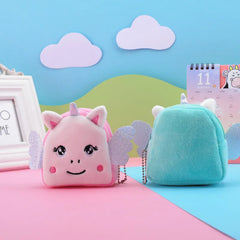 Cartoon Plush Unicorn Coin Purse Mini Zipper Key Earphone Storage Bag