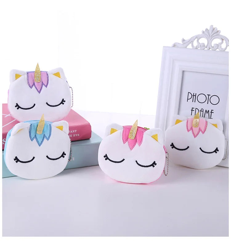 Plush Unicorn Coin Purse Mini Zipper Card Key Case