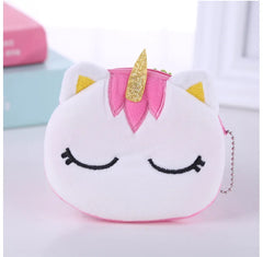 Soft Plush Unicorn Women's Coin Purse Mini Zipper Card Bag Key Holder Girl