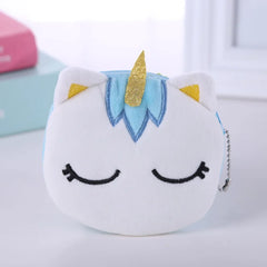 Soft Plush Unicorn Women's Coin Purse Mini Zipper Card Bag Key Holder Girl