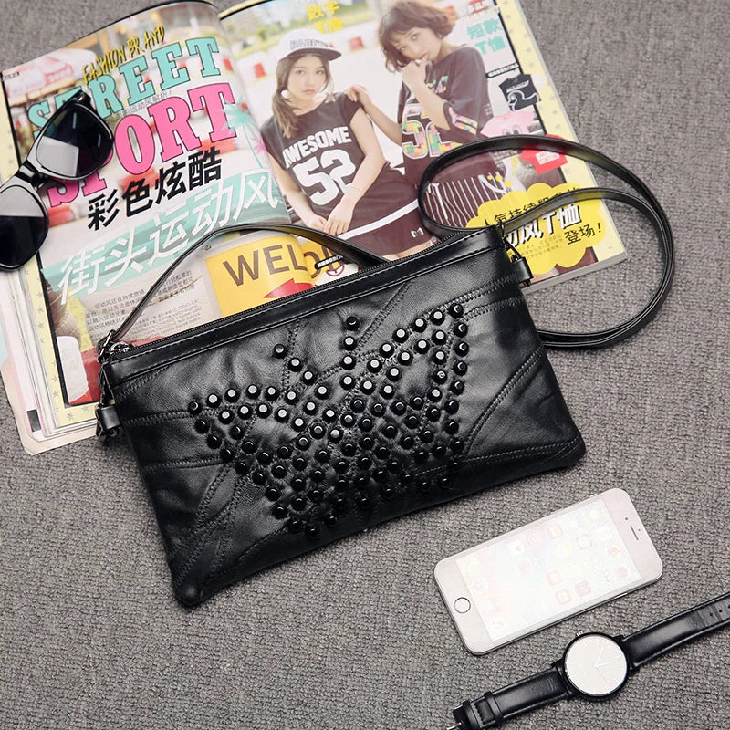 Xiaofang Ladies Leather Messenger Bag Solid One Shoulder Handbag Wallet