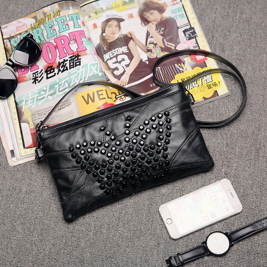 Xiaofang Ladies Leather Messenger Bag Solid One Shoulder Handbag Wallet