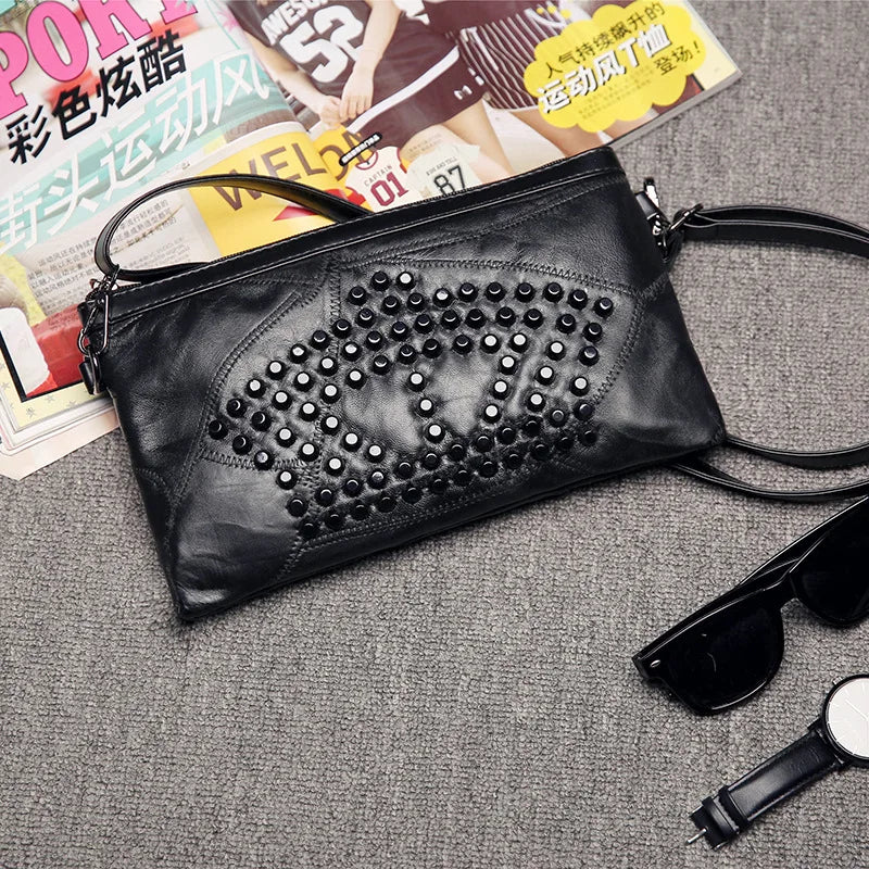 Xiaofang Ladies Leather Messenger Bag Solid One Shoulder Handbag Wallet