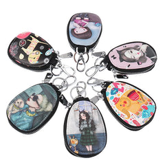 Cute Cartoon Women's Leather Key Wallet Key Case for Car Keys