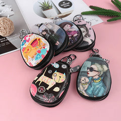 Cute Cartoon Women's Leather Key Wallet Key Case for Car Keys