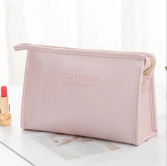 Large Women Cosmetic Bag PU Leather Waterproof Zipper Make Up Bag