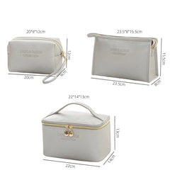 Large Women Cosmetic Bag PU Leather Waterproof Zipper Make Up Bag Travel