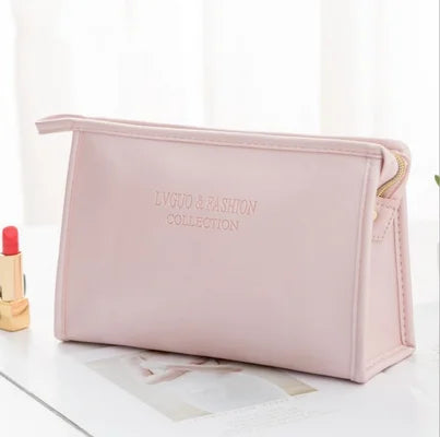 Large Women Cosmetic Bag PU Leather Waterproof Zipper Make Up Bag