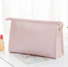 Large Women Cosmetic Bag PU Leather Waterproof Zipper Make Up Bag