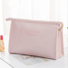 Large Women Cosmetic Bag PU Leather Waterproof Zipper Make Up Bag Travel