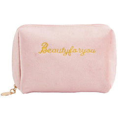 Women Velvet Make Up Bag Travel Cosmetic Pouch Zipper Large Solid Female