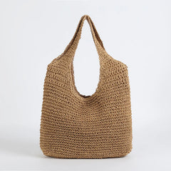 Rattan Women Shoulder Bag Wicker Large Capacity Handbag Beach Straw Tote Purse