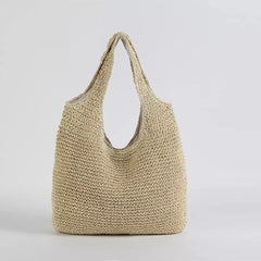 Rattan Women Shoulder Bag Wicker Large Capacity Handbag Beach Straw Tote Purse