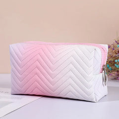 Gradient Makeup Bag Zipper Pu Leather Cosmetic Pouch Travel Large Female
