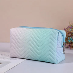Gradient Makeup Bag Zipper Pu Leather Cosmetic Pouch Travel Large Female