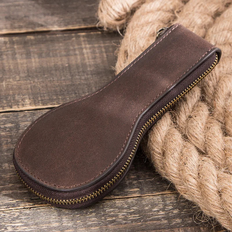 Leather Watch Storage Case Men High Zipper Vintage Jewelry Box