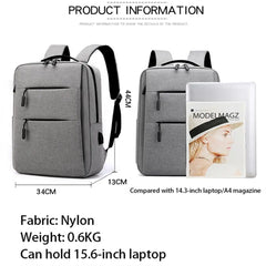 Men Laptop Backpack with USB Interface Waterproof School Bag