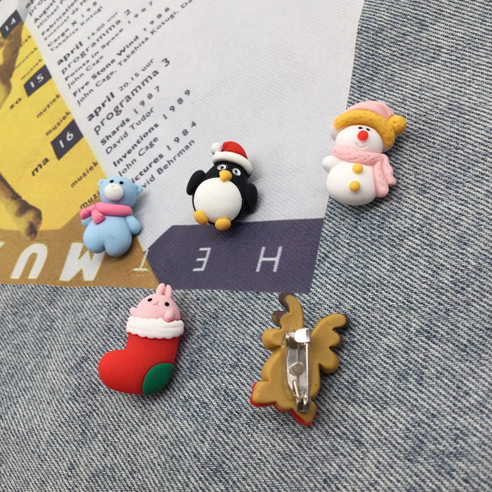 Christmas Cartoon Plastic Pin Brooches - Snowman Santa Claus