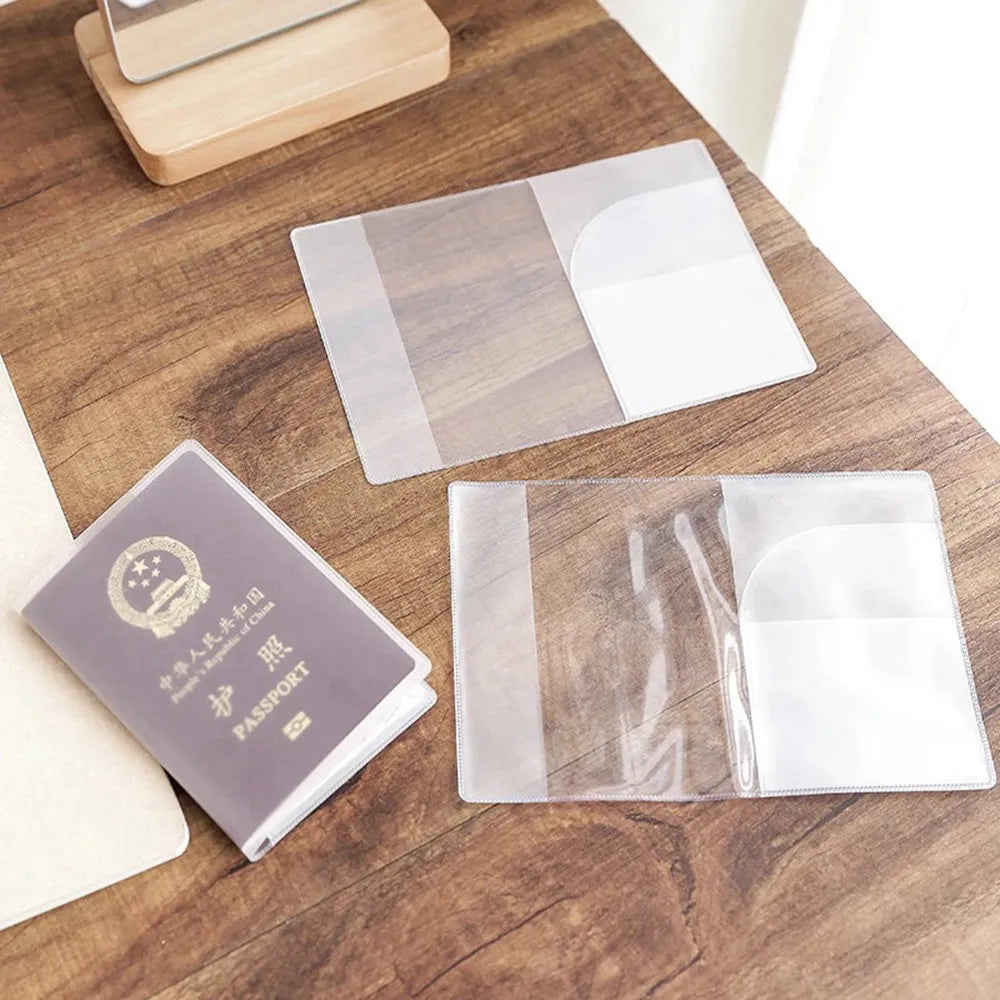 Pu Leather Travel Passport Holder - Transparent Waterproof Passport Pocket