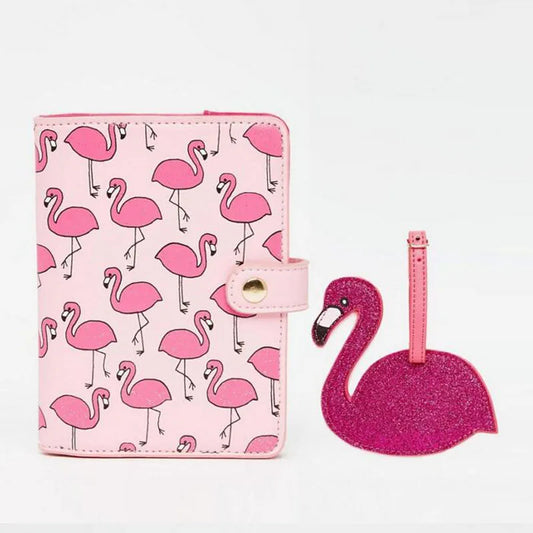 Pink Red Flamingo Bird Passport Holder Travel Accessories Gift