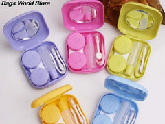 Square Lens Case Container Mini Mirror Travel Kit Easy Carry Box
