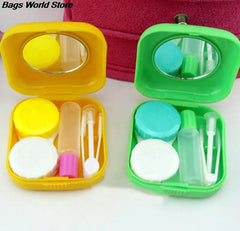 Square Lens Case Container Mini Mirror Travel Kit Easy Carry Box