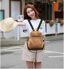 PU Shoulder Bag Multi-purpose Casual Ladies Backpack Travel Bag For Girls