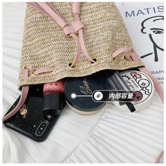 Straw Rattan Woven Beach Shoulder Bag Tassel Bucket Crossbody Bohemian